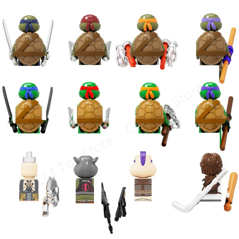 12Style Movie Ninja Mini Turtle Bricks Armi Assemblare Action Figures Leo Raph Don Building Blocks Moc Giocattoli Fai Da Te Regali Per Bambini