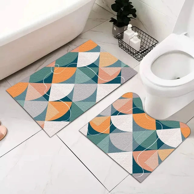 1 Piece Foot-shaped Bathroom Anti-slip Rug, Toilet Water Absorbent