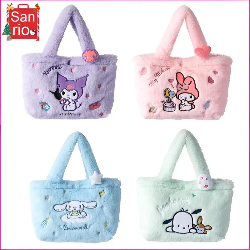 

Sanrio Cinnamoroll Plush Handbag Cartoon Kuromi Mymelody Pochacco Kawaii Shoulder Bag Fashionable Backpack Christmas Present