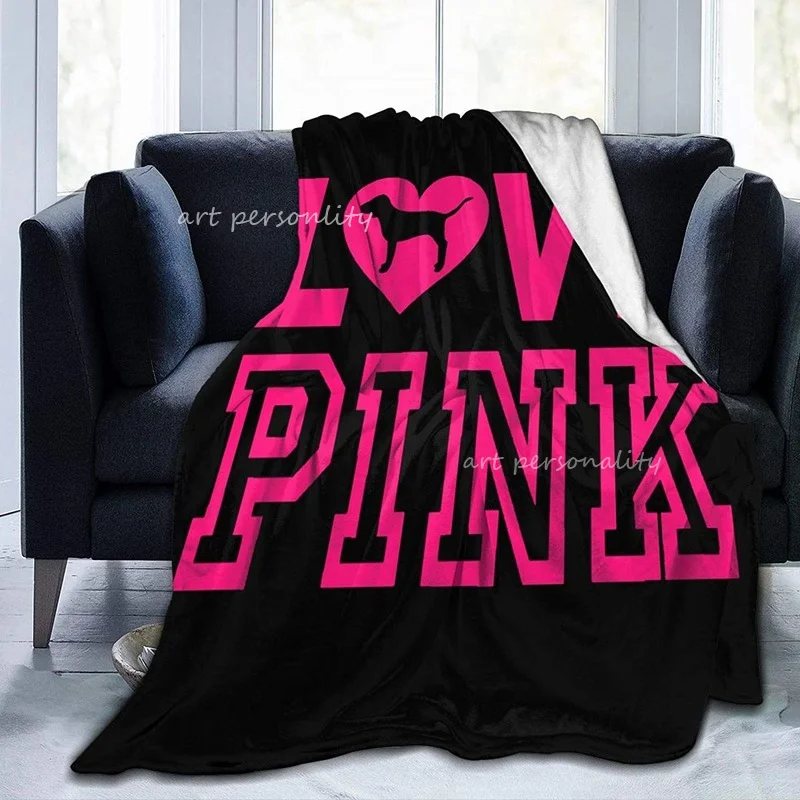 Pink Blanket Love Pink Dog Heart Adult Kids Fleece Blanket Ultra-Soft Micro for Couch or Bed Warm Throw Blanket for Girl Gifts 2