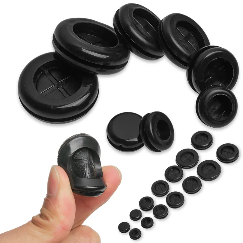 

4PCS Black Circlip Plastic Wire Grommet Gasket Cable Holder Protector Electric Box Inlet Outlet Seal Ring Dust Plug Cover