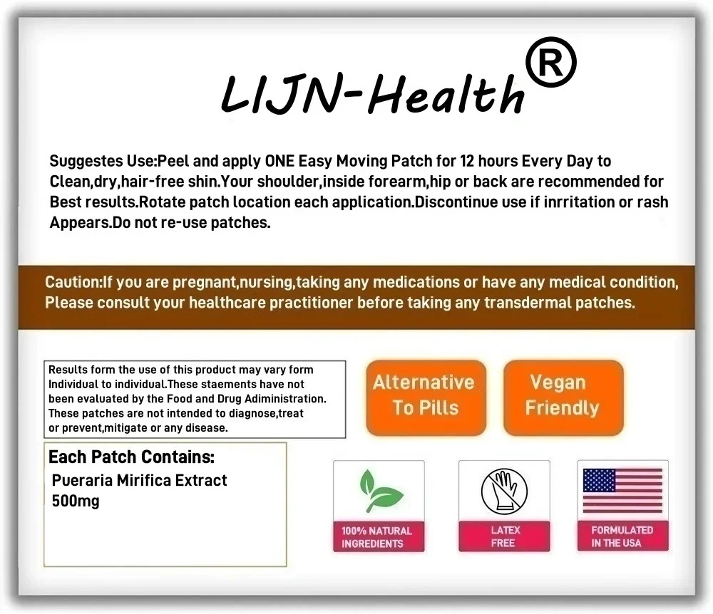 Breast Enhancement Transdermal Patches Pueraria Mirifica Breast Butt Female Health 30 Patches 1 Month Supply