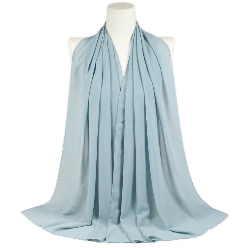 Solid Color Monochrome Pearl Chiffon Scarf Malaysia Hot Long Scarf Shawl Exported To Malaysia  Head Scarf Headwraps for Women