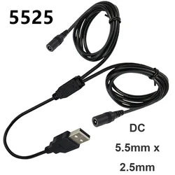 1 - Meter USB to Dual DC Power Cable - 5V 3A Y Splitter for LED Lights, Cameras, Sensors, and Routers (5.5mm x 2.5mm)