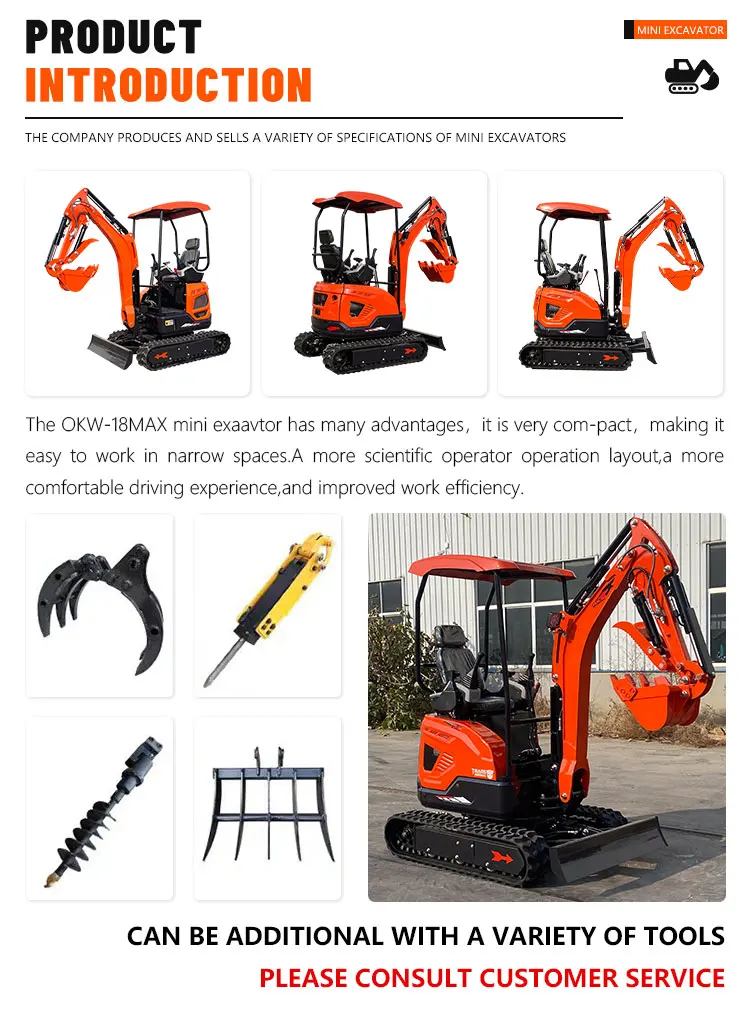 CE EPA-zertifizierter 1,8-Tonnen-Minibagger, landwirtschaftlicher Kleinbagger mit starker Grabfähigkeit, zu verkaufen. – Detail 4