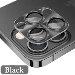 Premium Metal Camera Lens Glass Protector with Ultra High Definition Clarity for 14 or 14Plus (Black)