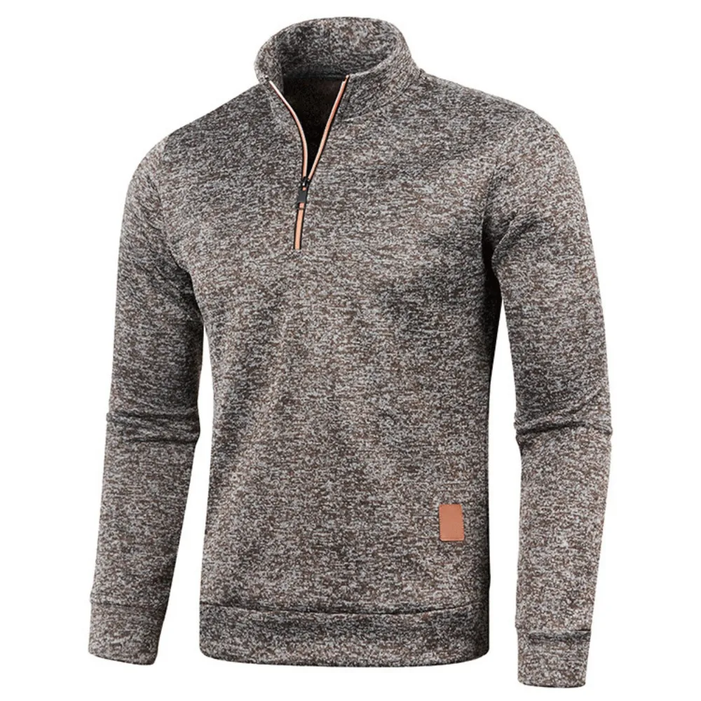 Men's Half-Zip Stand Collar Pullover Sweatshirt - Solid Color