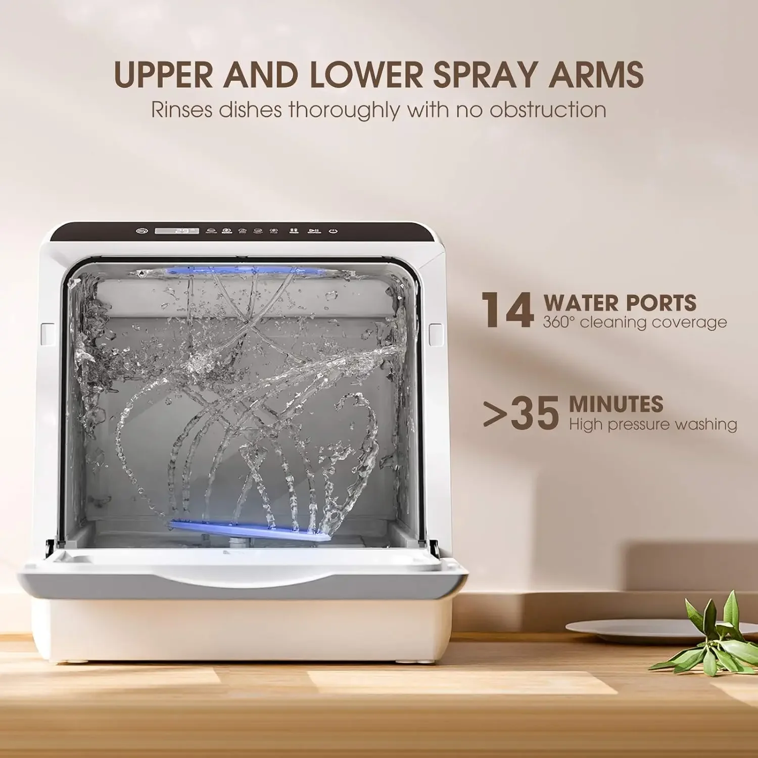 Countertop Dishwashers, Compact Dishwashers with 5 L Built-in Water Tank & Inlet Hose, 5 Washing Programs, Baby Care, A
