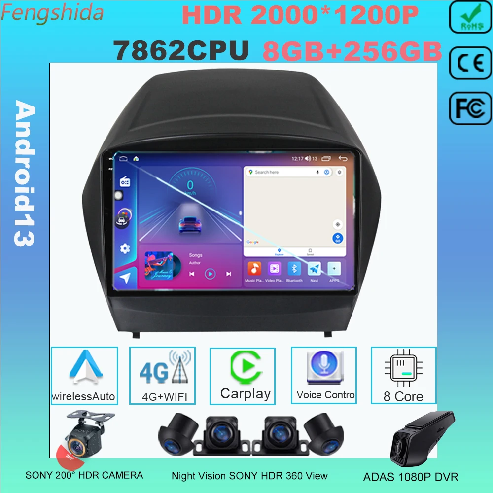 

7862 QLED 8 Гб 128 ГБ Android все в одном Автомобильная интеллектуальная система видео для Hyundai Tucson 2 LM IX35 2009 -2015 Carplay навигация