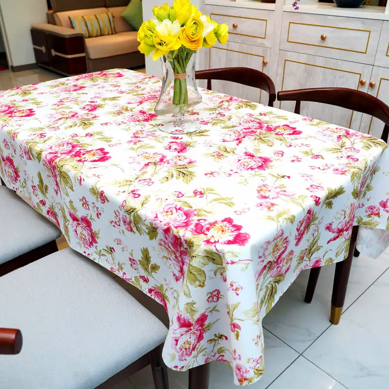 Flower Pattern Waterproof Tablecloth Rectangular Table Cover Dining