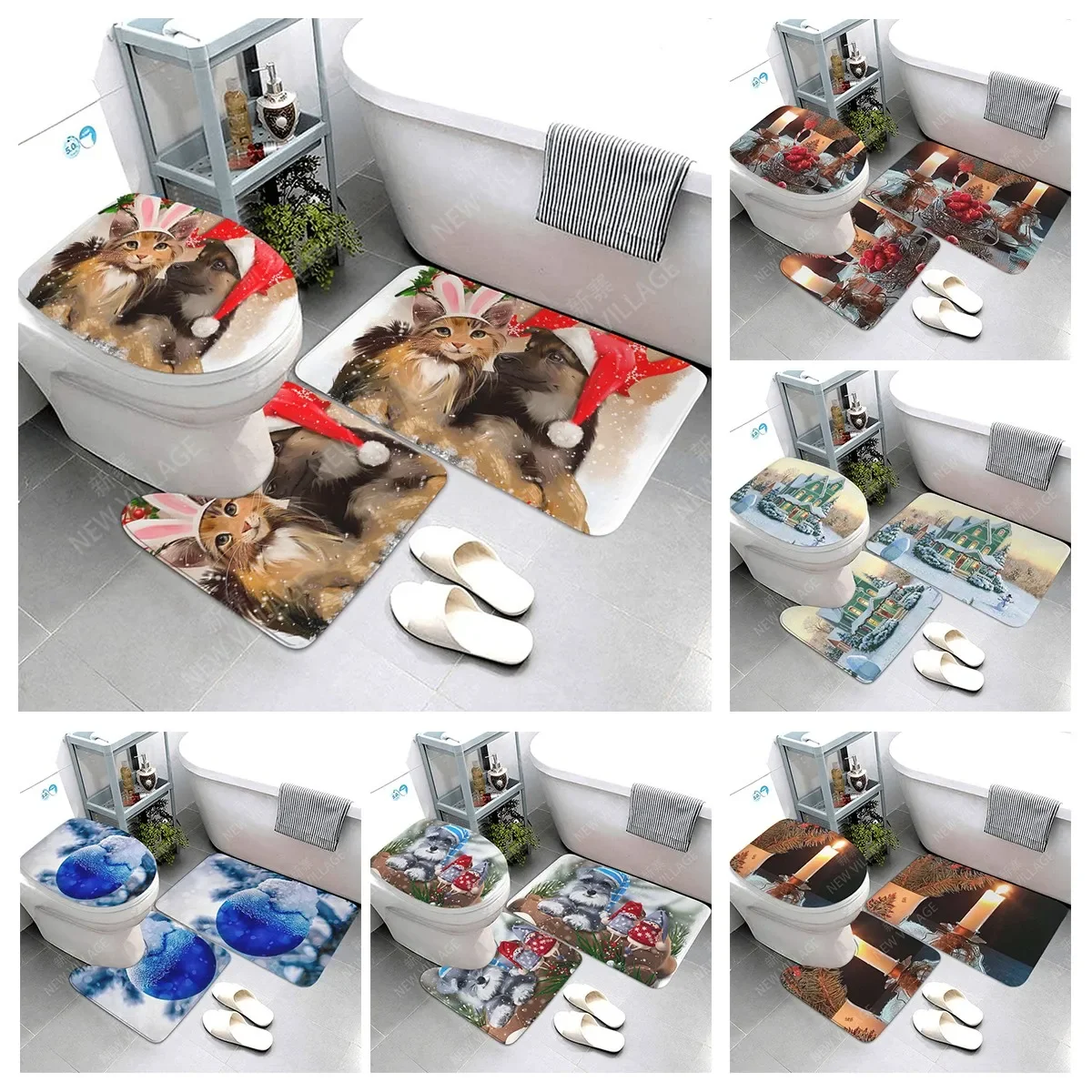 

home bathroom floor mats Christmas animals Bath Foot mat modern bathroom accessories rug Toilet mat Bathtub anti-slip carpet