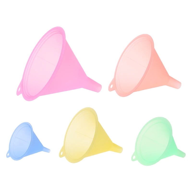 5Pcs Colorful Plastic Funnel Small Medium Large Variety Liquid Oil Kitchen Set Dropshipping plastic filter funnel