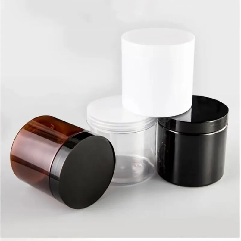 

12pcs/lot 500ML Empty Refillable Cosmetic Cream Jar Solid Perfume Powder Makeup Container Empty Cosmetic Containers PET Pot