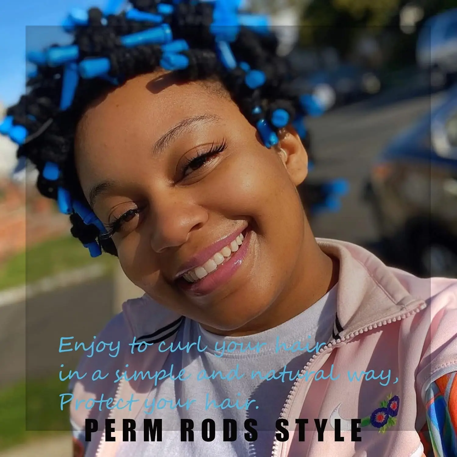 Hair Styling Tool Perm Rods 60 pcs Small Size Hair Rollers for Natural Hair Long Short Styling Tool Curlers 0.35 inch Blue Color