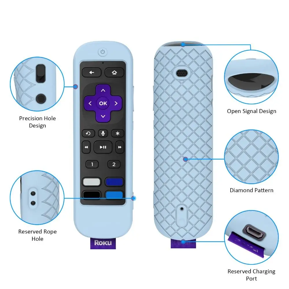 Description Picture 4 of itemDurable Remote Control Case Silicone Shookproof Waterproof Case Dirt-resistant Soft Full Protective Cover for Roku Ultra 2024