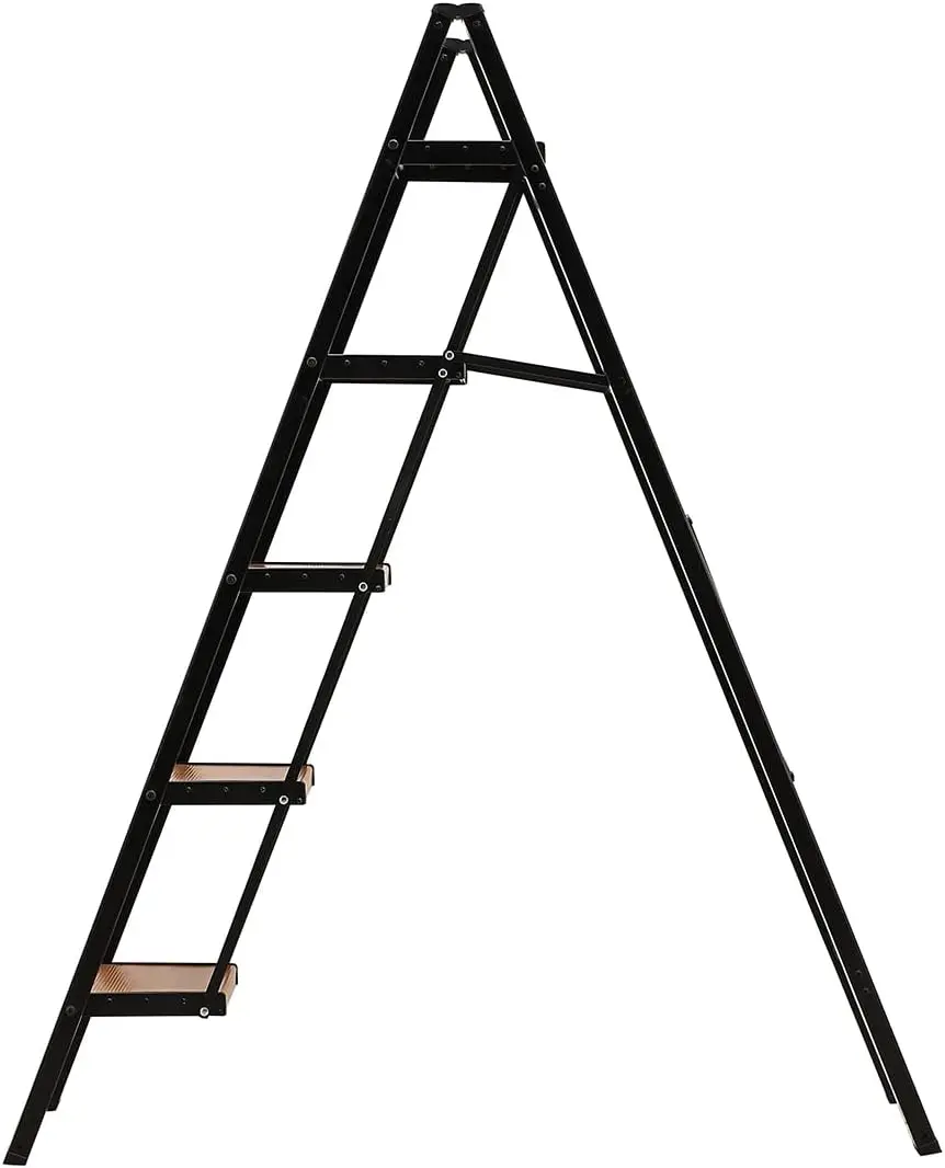 سلم Pro7 قابل للطي بخمسة خطوات - بني - مقعد متدرج...