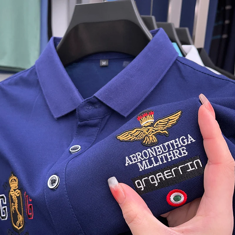 

High-end Brand Men's Polo Shirt Short Sleeve Eagle Embroidery Korean Version Luxury Classic Business Casual New Cotton M-4XL