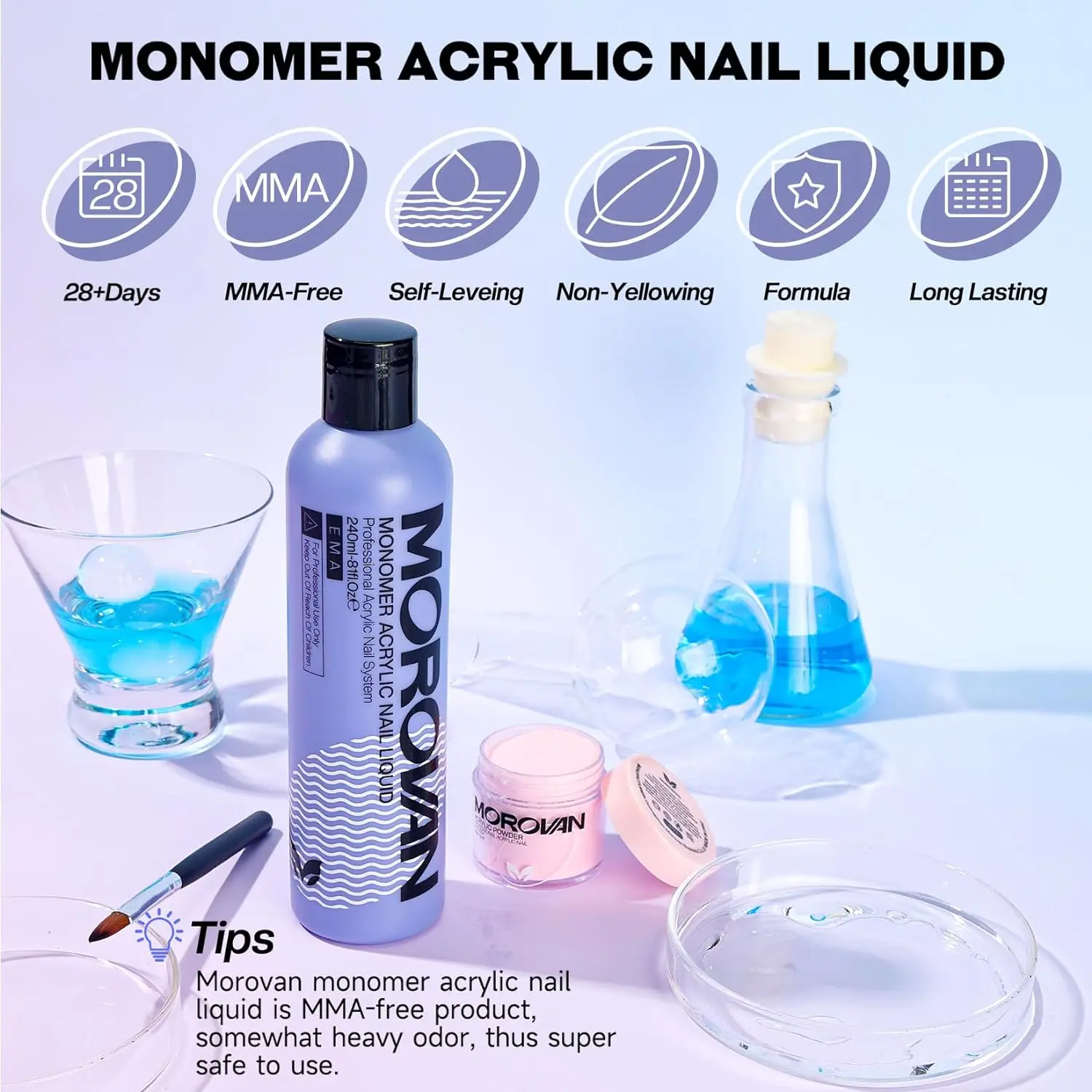 Morovan Acrylic Nail Kit 8 Colors Acrylic Powder Monomer Liquid Set for  Acrylic Nails