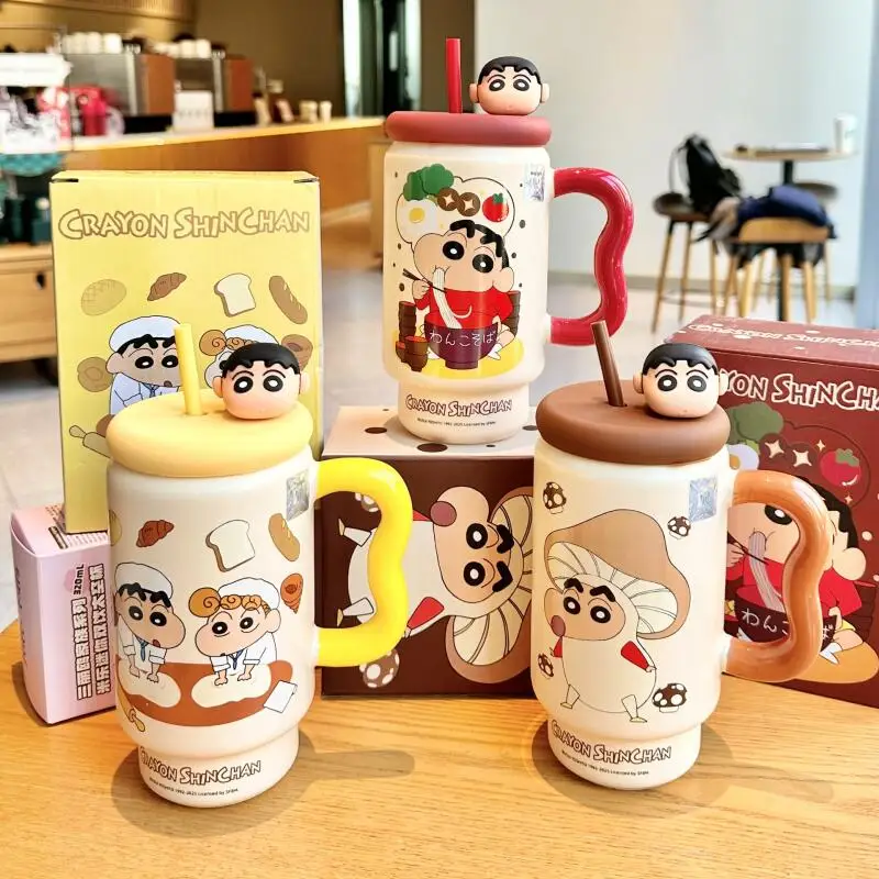 Tazza in Ceramica di Crayon Shin Chan con Coperchio e Cannuccia - immagine 3