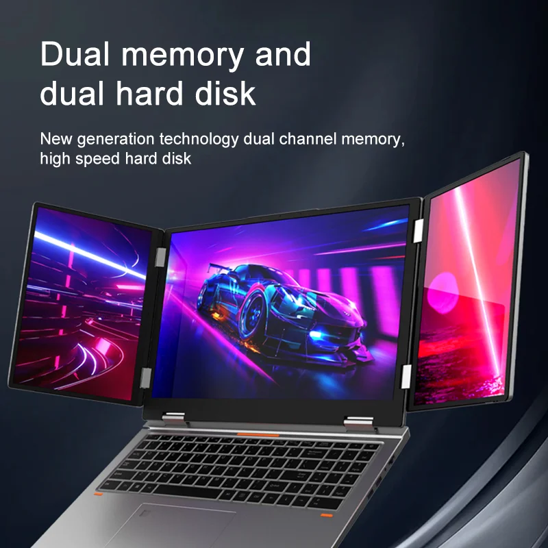 2025 뉴 MAX16 트리플 스크린 노트북 WiFi5 RJ45 인텔 I5-12450H 듀얼 채널 M.2 NVME/SATA 32GB 램 2TB SSD 고성능 PC