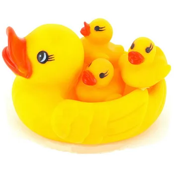 4PCS Yellow Rubber Duck Water Floating Children Water Toys Squeeze Sound Squeaky Pool Ducky Baby Bath Toy for Kids Baby Toys 6