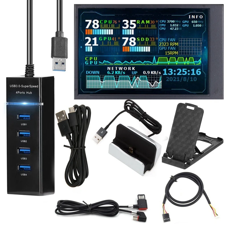 

3.5 Inch IPS LCD Monitor Display For Mini ITX Case TYPE-C Secondary Screen CPU GPU RAM HDD Monitoring USB Display
