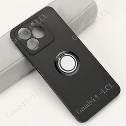 Shockproof Back Ring Holder Phone Case - Soft Protective Cover for Meizu Note 21 (Ring Case Black)