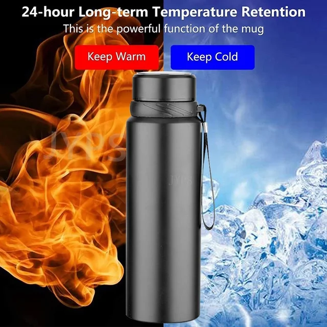 Bouteille d'eau thermique 1L, Thermos froid et chaud pour l'eau, thé, café, flacons sous vide, bouteille isolée en acier inoxydable pour voiture 2