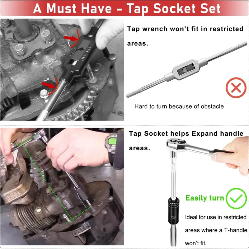 Tap Socket Set For Large Tap Size 5/8