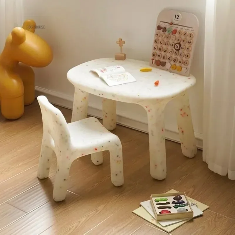 Modern Plastic Study Table and Chairs Set for Kids Table Chair Stool Kindergarten Children Strong Durable Tables Furniture