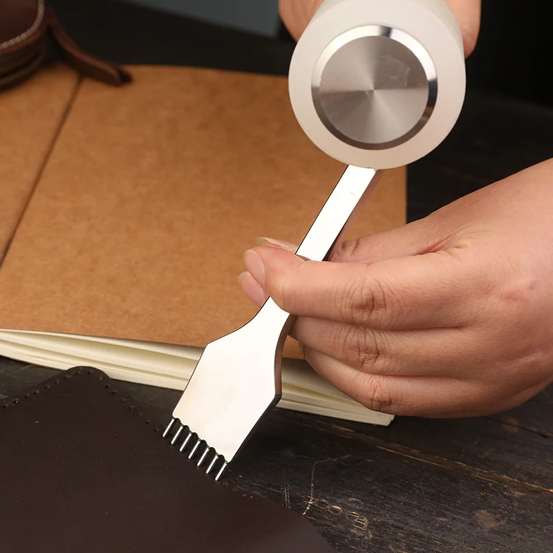 DIY Leather Round Hole Punching Tool Pricking Iron Stitching Tools Leather Chisel Stitching Punch 3/4/5mm Spacing