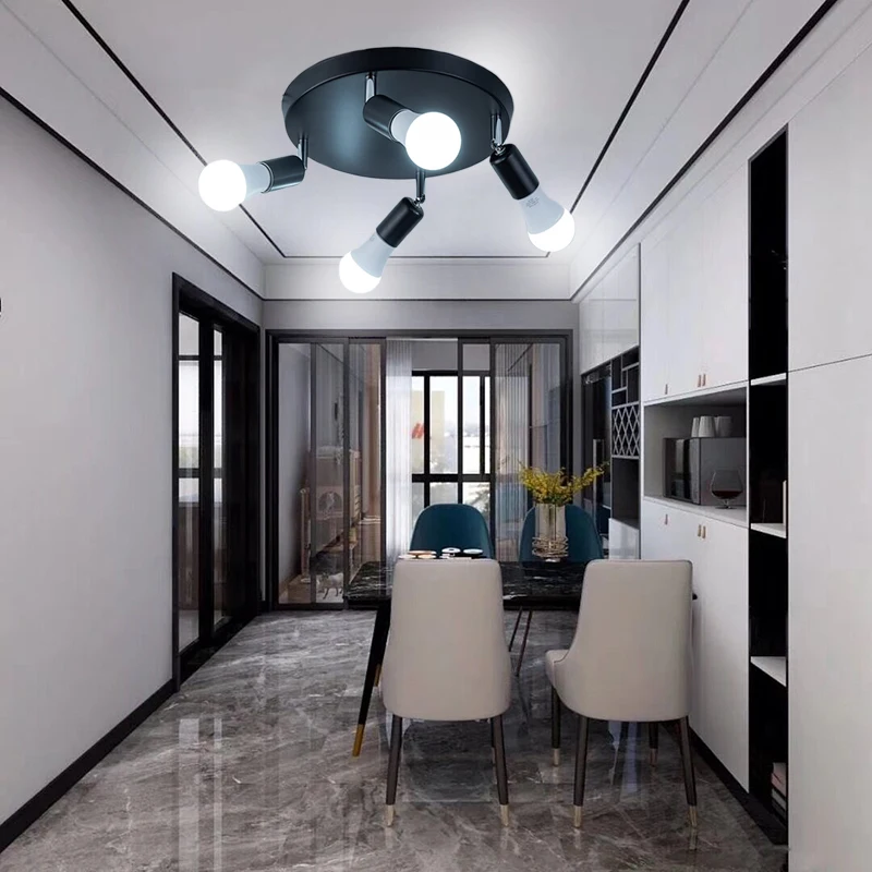 

E27 Rotatable Ceiling Lamp Black White Silver Cloakroom Corridor Balcony Foyer Ceiling Lights Decoration Lamparas De Techo