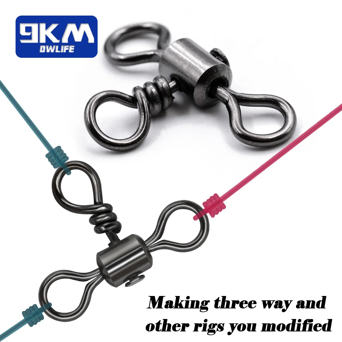 Triple Swivel 25~100Pcs Stainless Brass Rolling 3 Way Swivels Fishing Line Connector Tackle Jigging Rigs Surf Fishing Bottom Rig 3