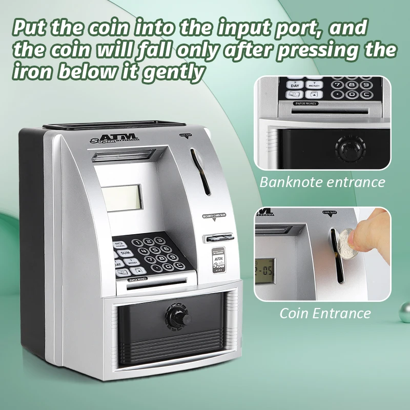 Electronic Piggy Bank ATM Password Money Coins Saving Box ATM Bank Automatic Deposit Banknote Christmas Gift