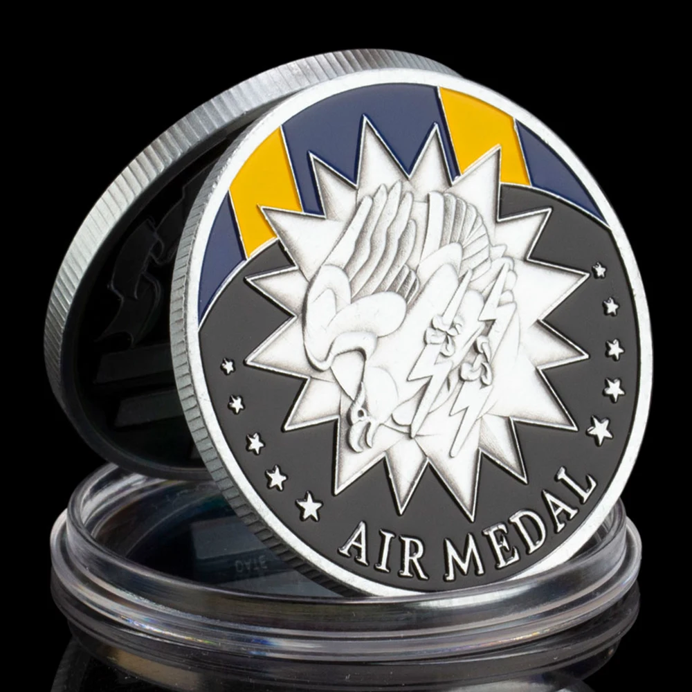 Stati Uniti Air Force Medaglia D'Onore Sfida Moneta Souvenir Moneta Placcata Argento Aquila Volante Contiene Moneta Commemorativa Tuono