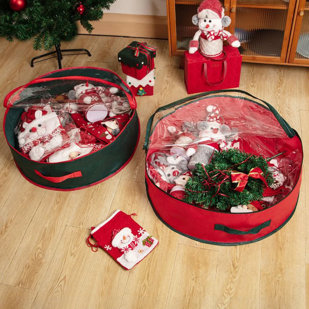 Bolsa de almacenamiento de corona de Navidad impermeable transparente,  decoración de árbol de Navidad, bolso redondo de gran capacidad, 1 ud. -  AliExpress, image size:1000x1000