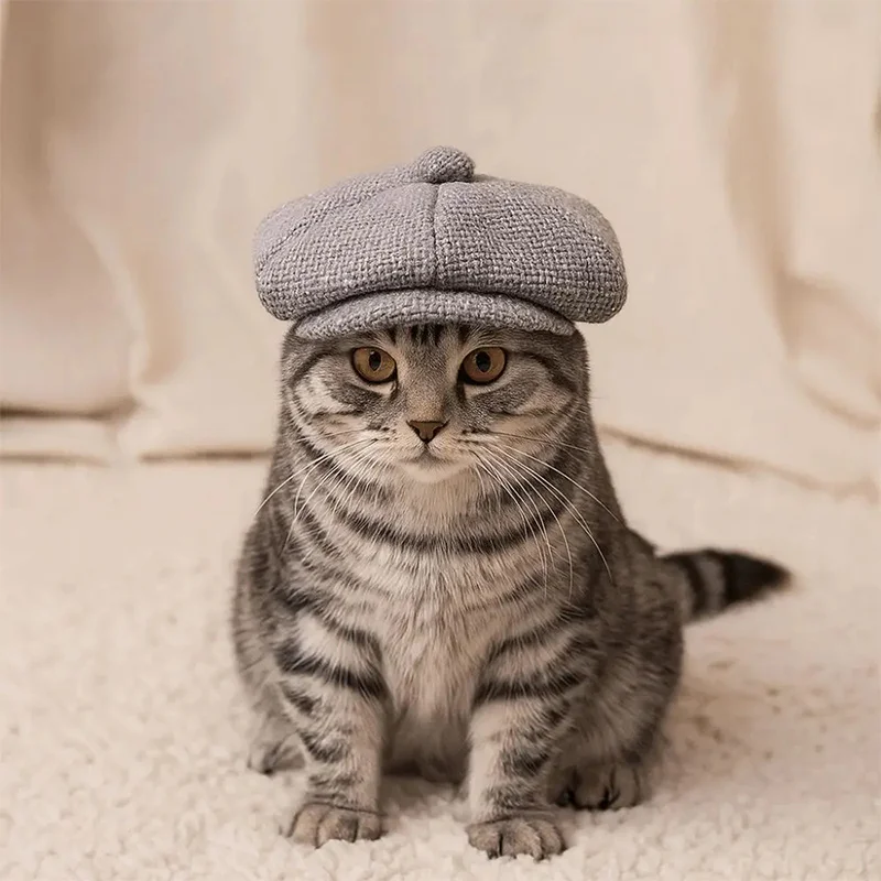 클래식 애완동물 베레모 귀여운 고양이 강아지 펠트 베레모 클래식 프랑스 애완동물 사진 촬영용 모자 고양이 액세서리 강아지 모자 강아지 헤드웨어