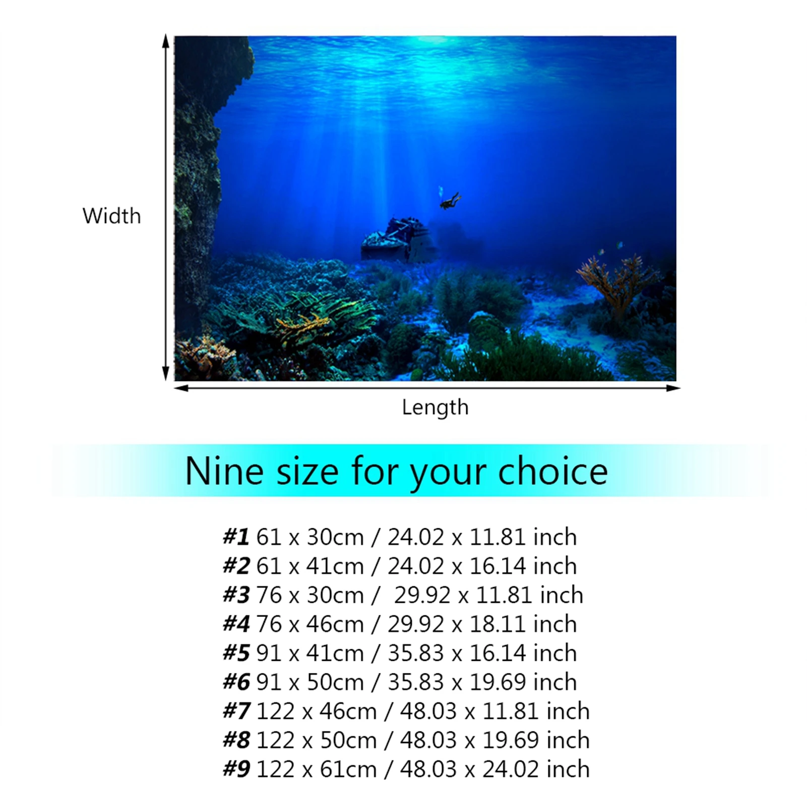 Poster Adhesive Seaworld Background for Aquarium Fish Decoration fish tank decorations fish tank backdrop
