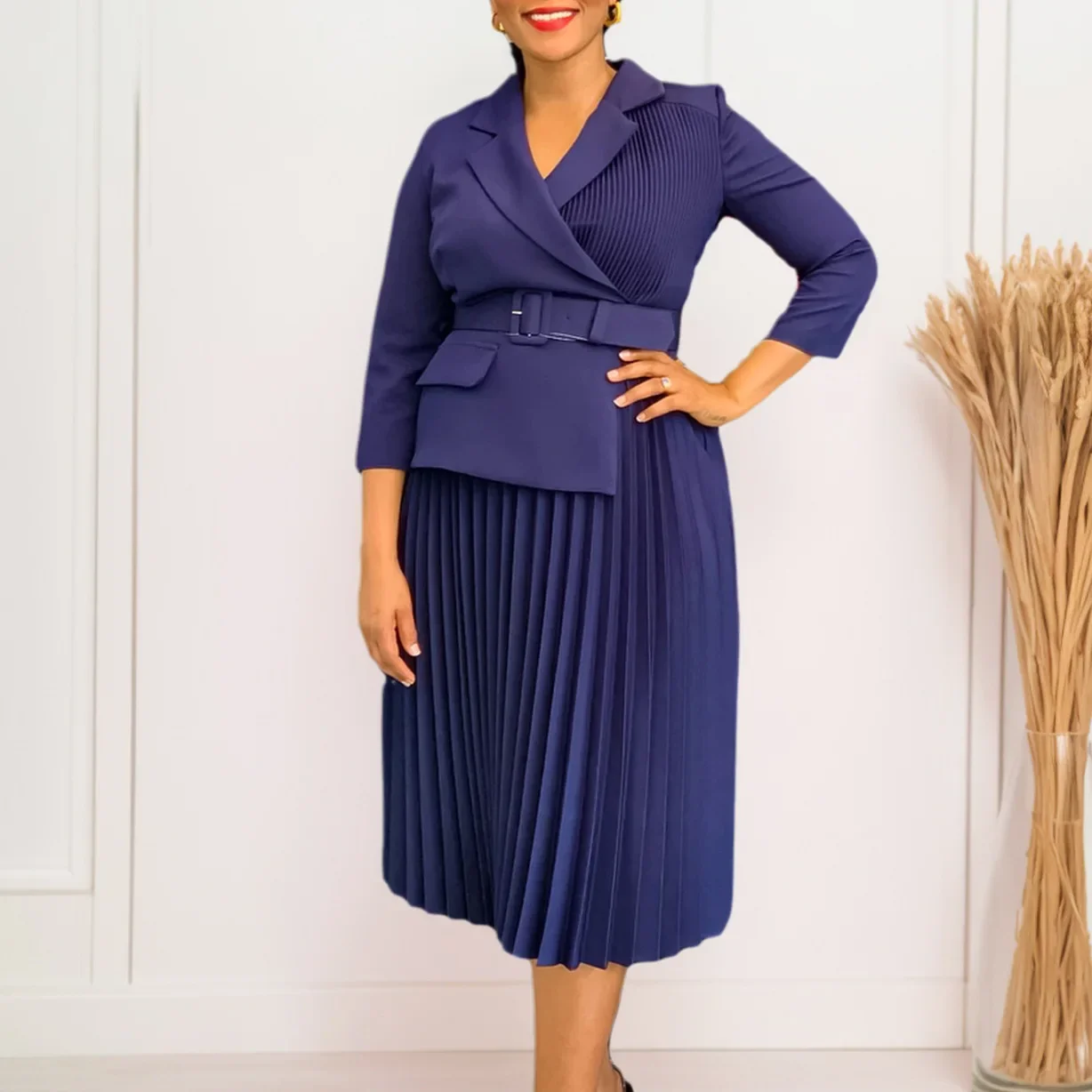 فستان نسائي متوسط الطول على الطراز الأفريقي لخريف...