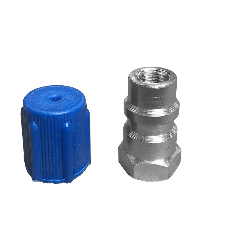 R12 A R134A Ac Air Con Regas Adattatore Per Ricarica Gas Vite Su Raccordo + Tappo Antipolvere