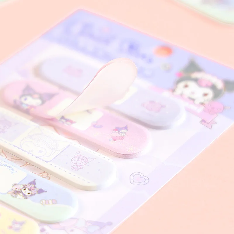 100PCS Sanrio 헬로 키티 Cinnamoroll MELODY 밴드 에이드 모양의 포스트잇 노트 키즈 소녀 DIY 핸드 계정 마커 문구 스티커