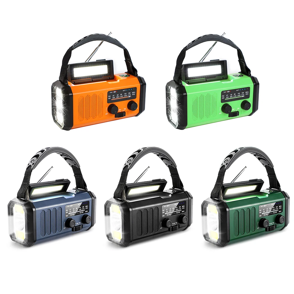 

EU Emergency Radio Hand Crank Solar Type-C AM/FM 10000mah Batteries Rechargeable SOS Alarm for Emergencies LED Flashlight Power