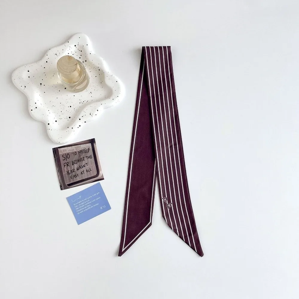 Modischer Frühlings-Seidenschal für Damen, Mehrzweck-Taschenriemen, Gestreifter Kleiner Halstuch, Haarband für Damen – Detail 4