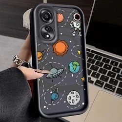 Cosmic Astronaut Silicone Soft Phone Case - Anti-Drop Space Design Cover for Oppo A58x (Black)