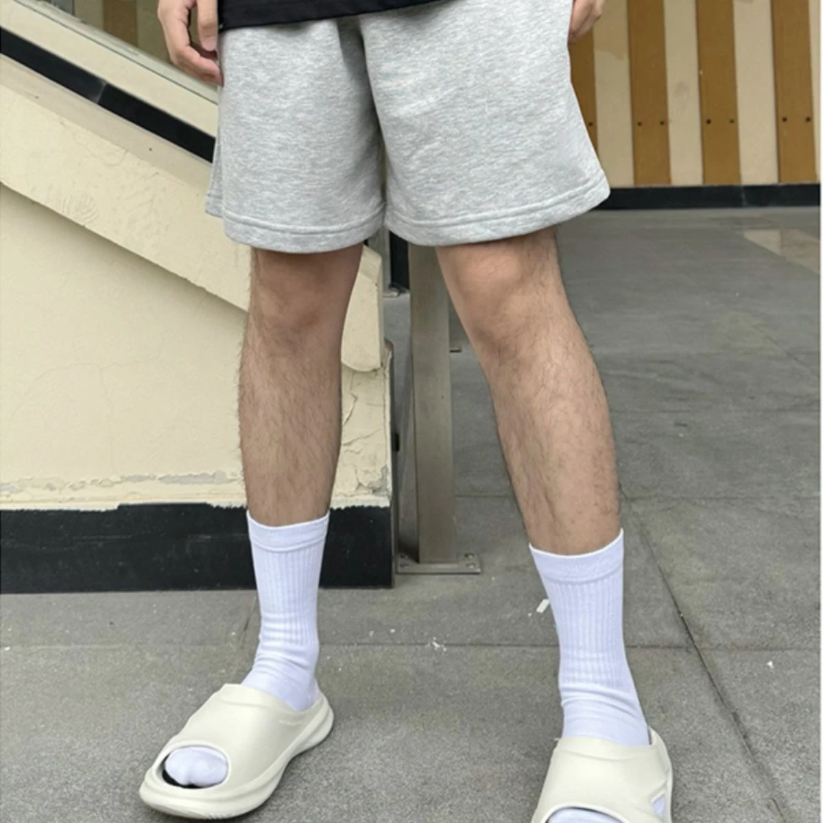 Men's Light Gray Loose Sport Shorts Summer American Street Basketball Casual Five-Pocket Trousers - Image 6