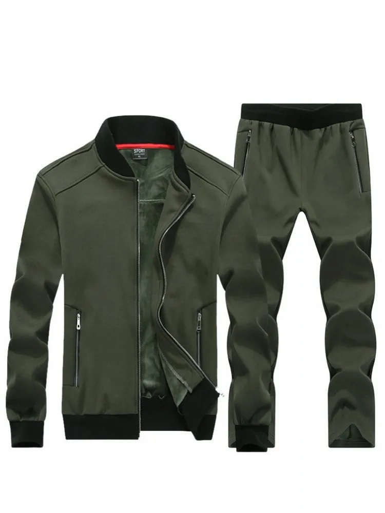 Spring Autumn Mens Two Piece Set Outdoor Running Set Stand Collar Sweatshirt Sport Suit Man Jogging Fitness Tracksuit 7XL 8XL