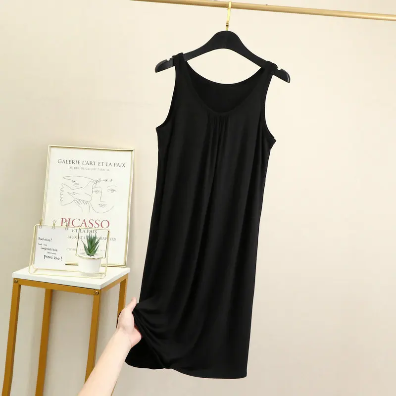 Modal Loose Tank Top Style Nightwear Dresses for Women's Summer Oversized Sleeveless Slimming A-line Thin Pajama Nightdress