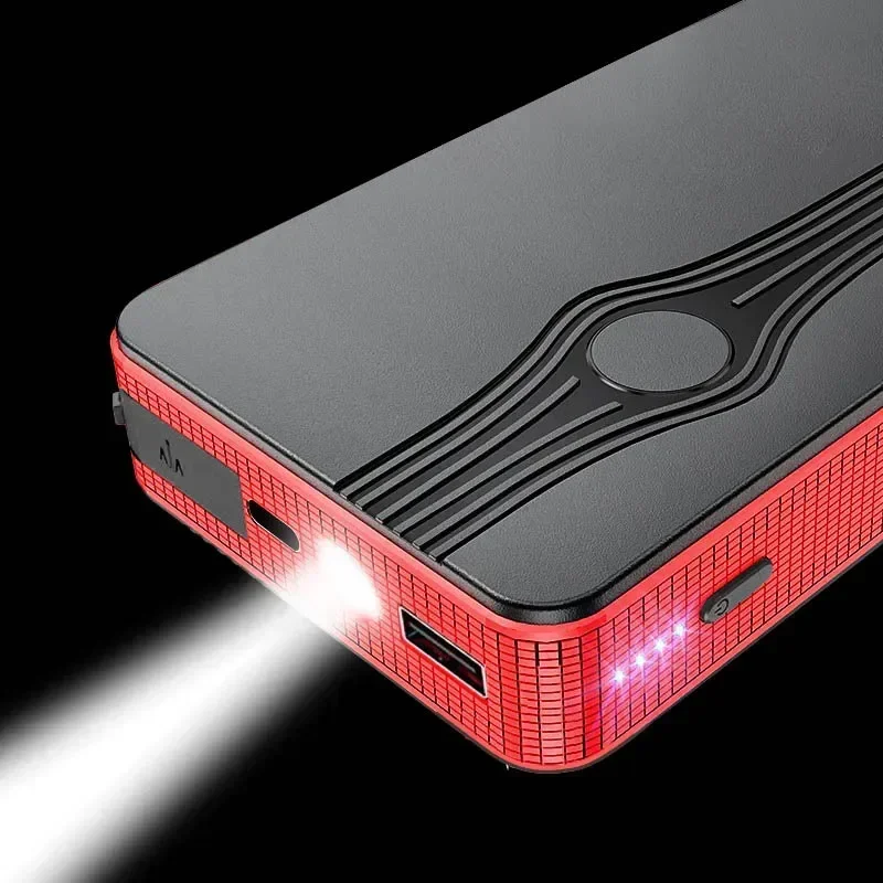 10000mAh 600A Car Jump Starter Power Battery Bank 12V Emergency Booster Starting Device USB Flashlight Port For 2.0L Gasoline
