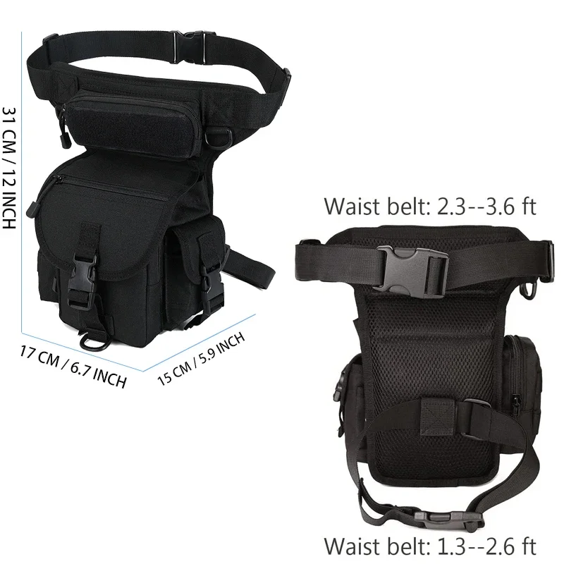 Nylon Drop Leg Bag Hiking Waist Pack for Men & Women - Tactical Motorcycle/Bike Cycling Riding Travel Outdoor Sports Fanny Pouch