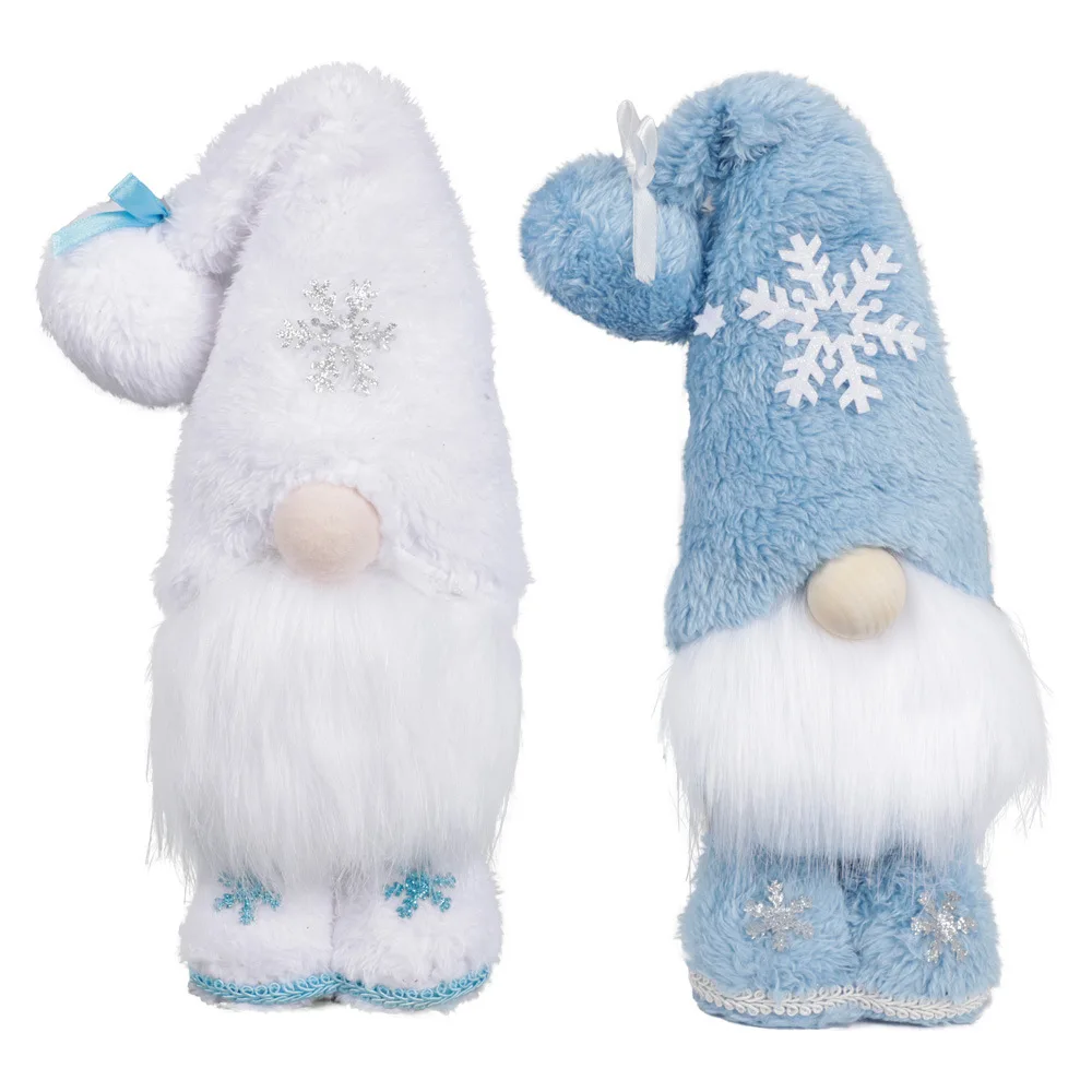 Blue Standing Snowflake Rudolph Doll Christmas Decoration Dwarf Faceless Doll Photo Props Supplies